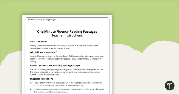 Go to 2nd Grade Fluency Reading Passages teaching resource