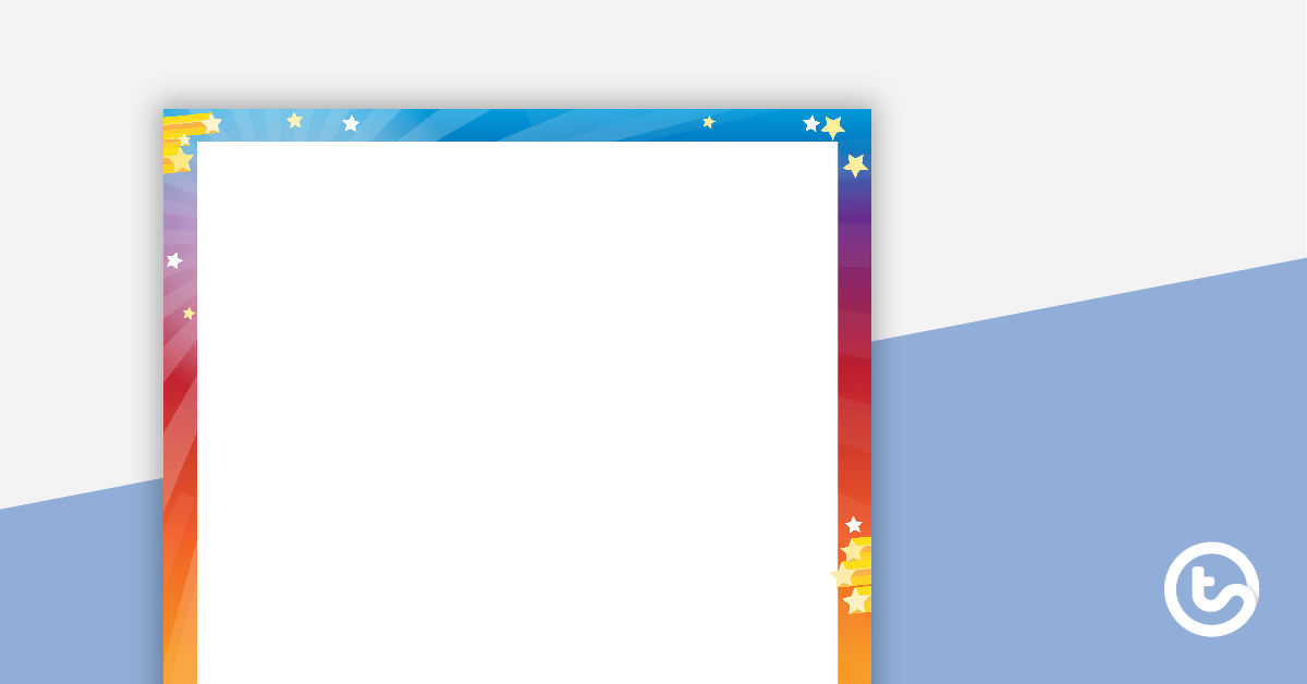 Rainbow and Stars Themed Page Border teaching-resource