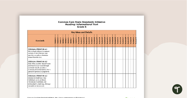 Go to Common Core State Standards Progression Trackers - Grade 6 - Reading: Informational Text teaching resource