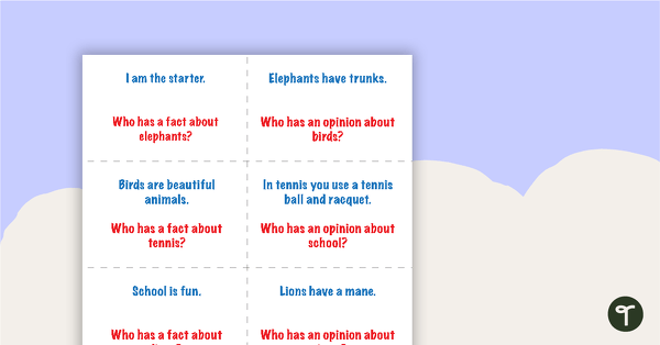 Go to I Have, Who Has? Fact vs Opinion Game teaching resource