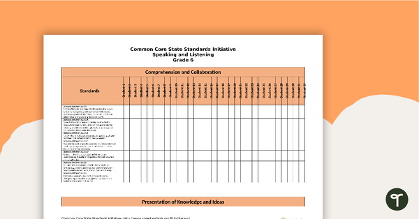 Go to Common Core State Standards Progression Trackers - Grade 6 - Speaking & Listening teaching resource