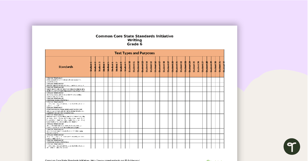 Go to Common Core State Standards Progression Trackers - Grade 6 - Writing teaching resource