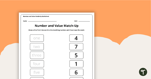 Go to 1-9 Number and Value Match-Up Worksheet teaching resource