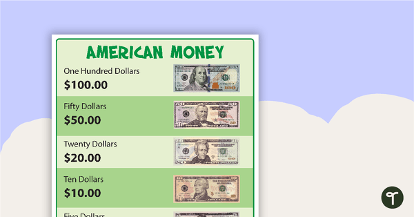 Go to American Currency Poster - Bills teaching resource