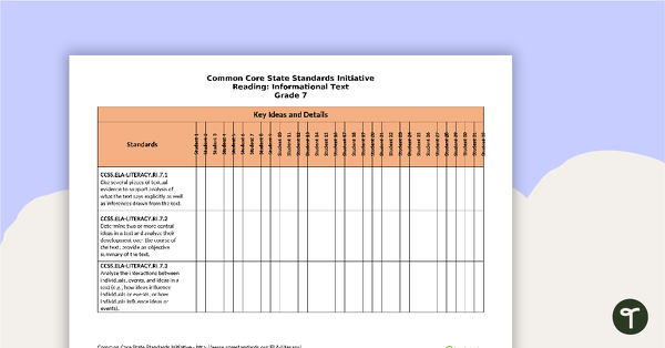 Go to Common Core State Standards Progression Trackers - Grade 7 - Reading: Informational Text teaching resource