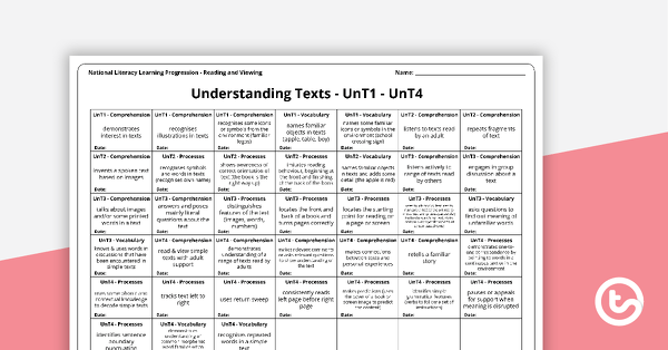 Go to National Literacy Learning Progression Trackers - Reading and Viewing teaching resource