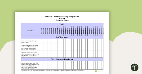 Go to National Literacy Learning Progression Trackers - Writing teaching resource