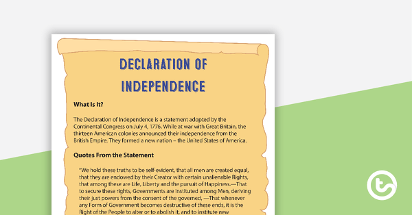 Go to Declaration of Independence - Comprehension Task teaching resource