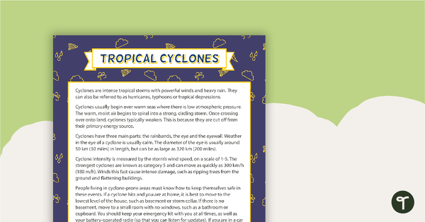 Go to Comprehension - Tropical Cyclones teaching resource