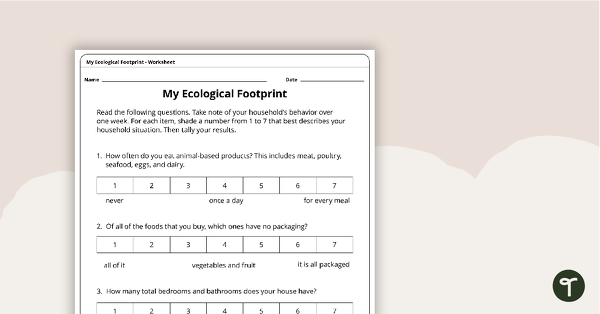 Go to My Ecological Footprint - Worksheet teaching resource