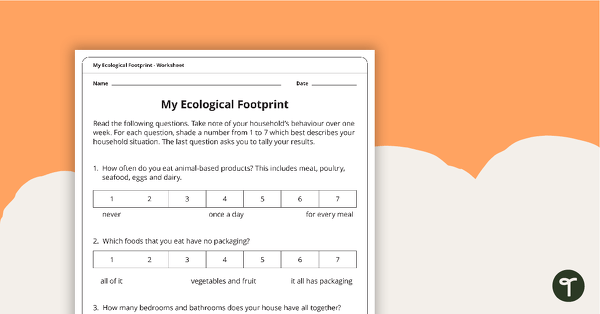 Go to My Ecological Footprint Worksheet teaching resource