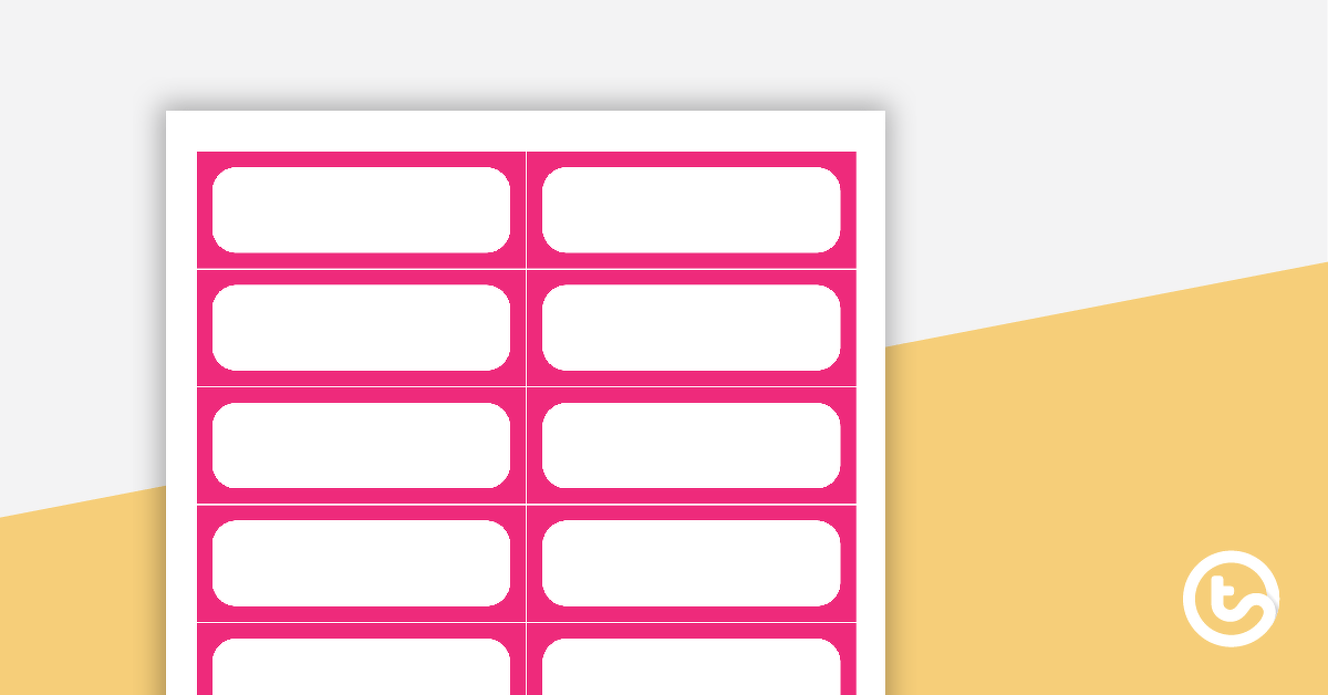 Plain Pink - Name Tags teaching-resource