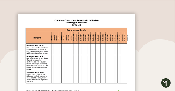 Go to Common Core State Standards Progression Trackers - Grade 8 - Reading: Literature teaching resource