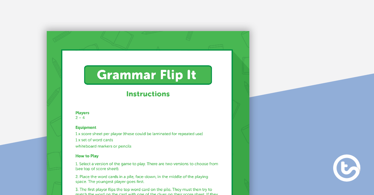 Adjective Grammar Card Game – Flip It! teaching-resource