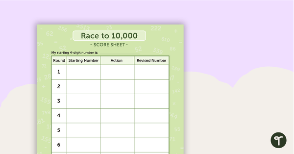 Go to Race to 10,000 - Number Pattern Game teaching resource