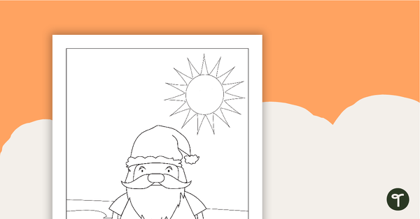 Go to Santa at the Beach Colouring in Sheet teaching resource