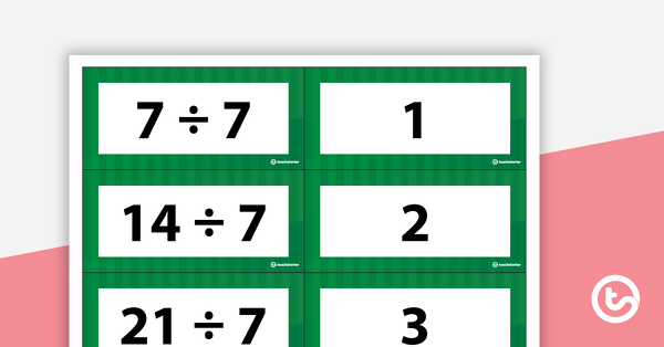 Multiplication and Division Fact Matchup Cards - Multiples of 7 teaching-resource