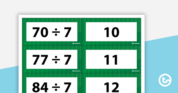 Multiplication and Division Fact Matchup Cards - Multiples of 7 teaching-resource