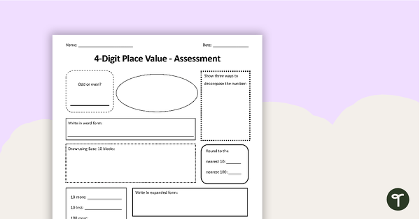 Go to 4-Digit Place Value - Assessment teaching resource