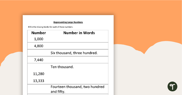 Go to Numbers in Standard and Word Form - Worksheet teaching resource