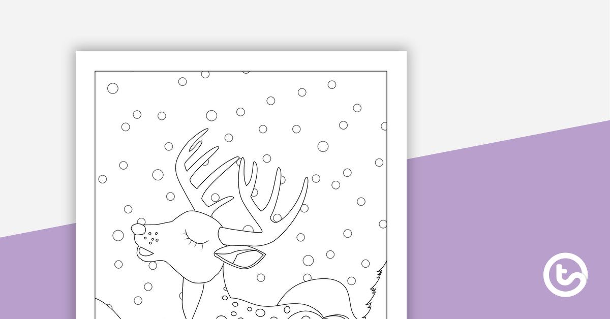 Christmas Reindeer Coloring Page teaching-resource