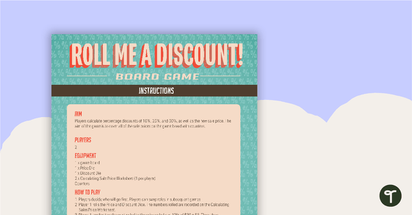 Go to Roll Me a Discount! Board Game teaching resource