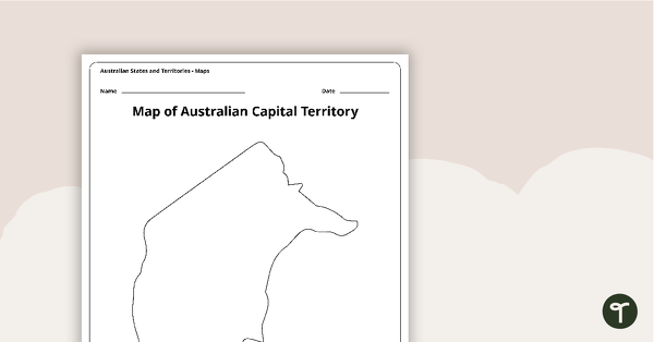 Go to Black Map of the Australian Capital Territory - Template teaching resource