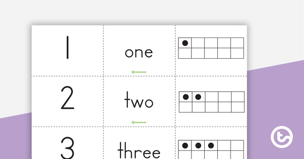 Go to Numbers 1–30: Standard, Word, and Ten Frame Matchup Cards teaching resource