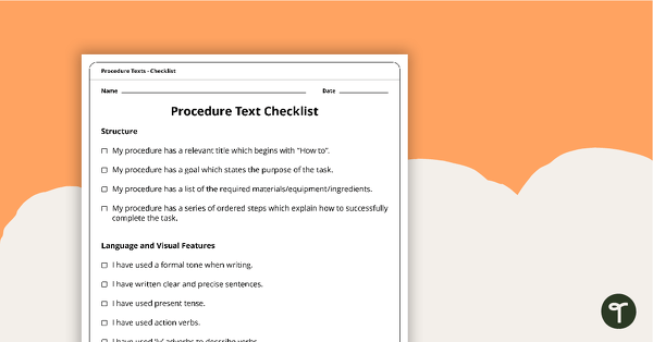 Go to Procedural Writing Checklists teaching resource