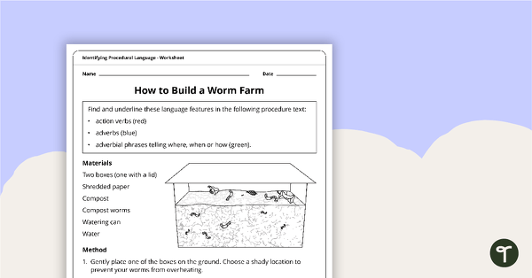 Go to Identifying Procedural Language Worksheets teaching resource