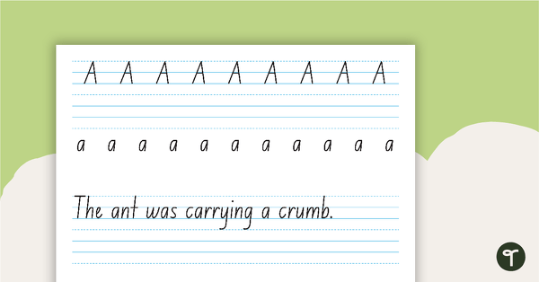 Go to A to Z Handwriting Sheets with Upper and Lower Case Letters and Examples teaching resource