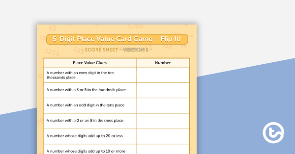 Go to 5-Digit Place Value Card Game - Flip It! teaching resource