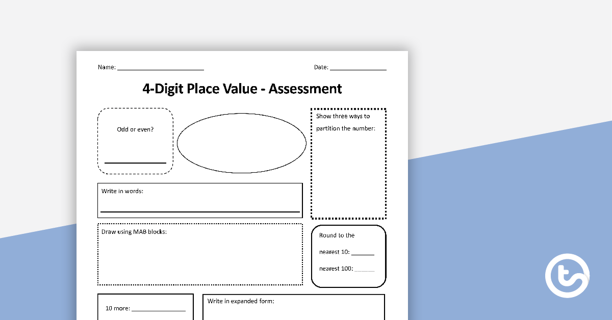 4-Digit Place Value - Assessment teaching-resource