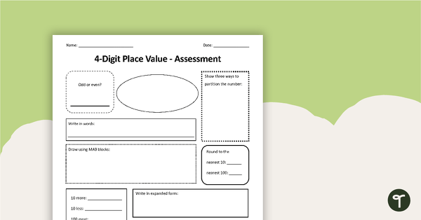 Go to 4-Digit Place Value - Assessment teaching resource