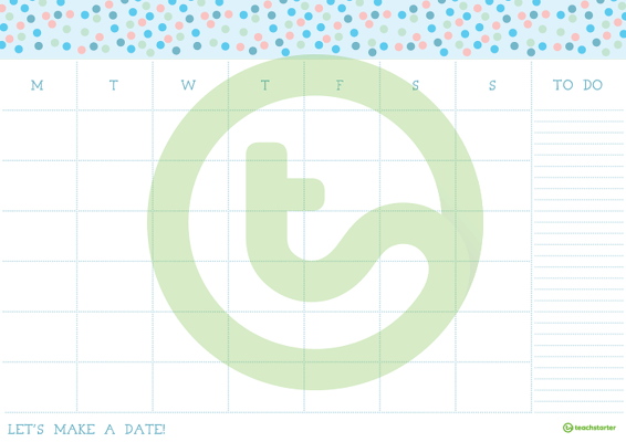 Pastel Dots - Monthly Overview teaching-resource