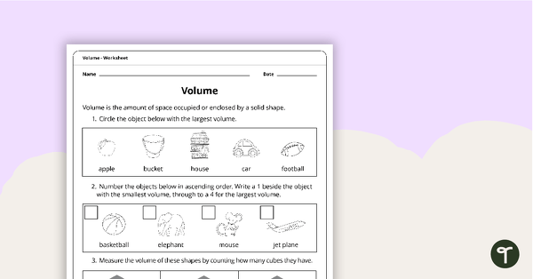 Go to Volume Worksheet teaching resource