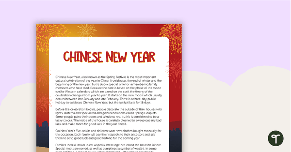 Go to Chinese New Year Fact Sheet teaching resource