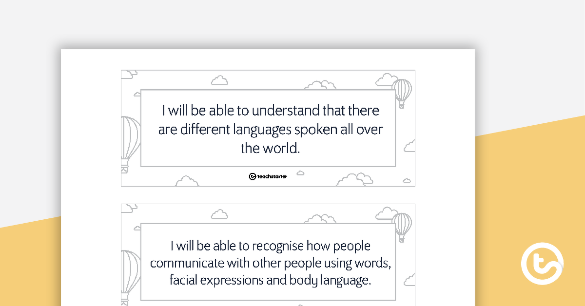 English Learning Intention Cards - Black and White teaching-resource