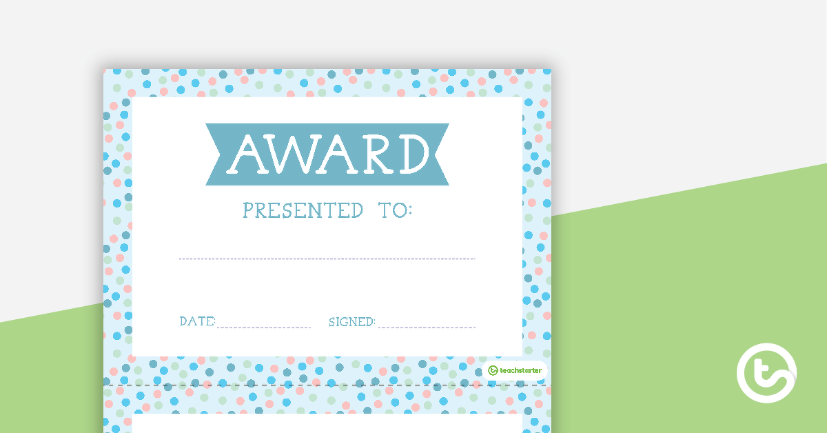 Pastel Dots - Award Certificate teaching-resource