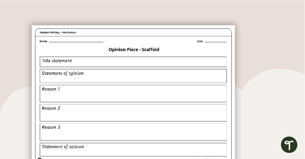 Go to Simple Opinion Pieces - Writing Scaffold teaching resource